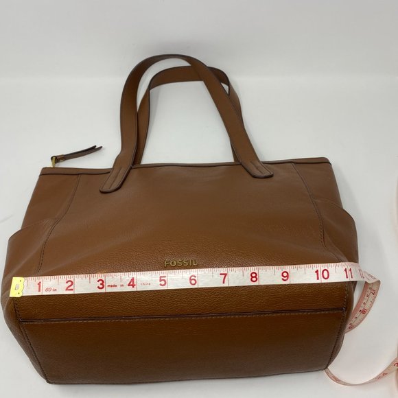 Fossil Brown Pebbled Cowhide Leather Mimi Side Pockets Large Shopper Tote Bag - Picture 8 of 14